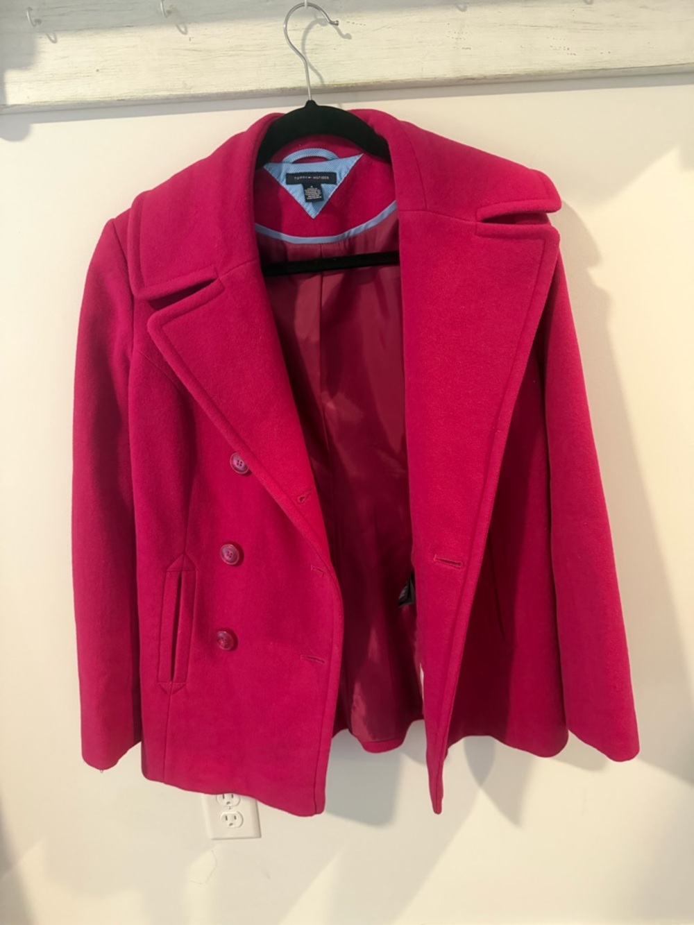 Tommy Hilfiger Pink Double-Breasted Pea Coat
